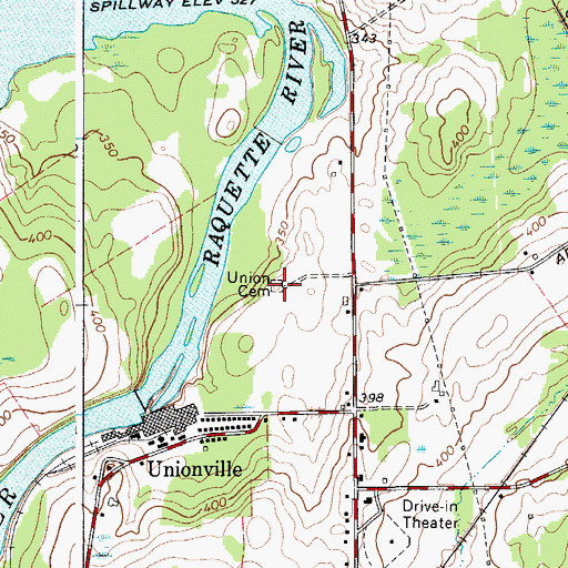 Topographic Map of Union Cemetery, NY