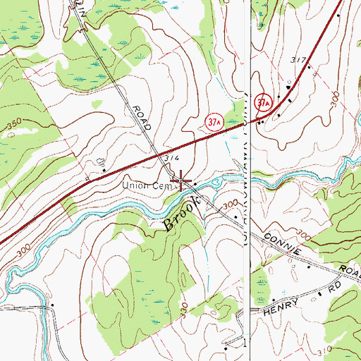Topographic Map of Union Cemetery, NY