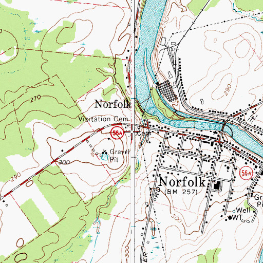 Topographic Map of Visitation Cemetery, NY