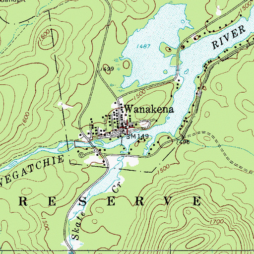 Topographic Map of Wanakena, NY