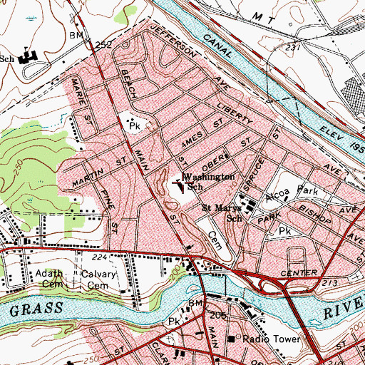 Topographic Map of Washington School (historical), NY