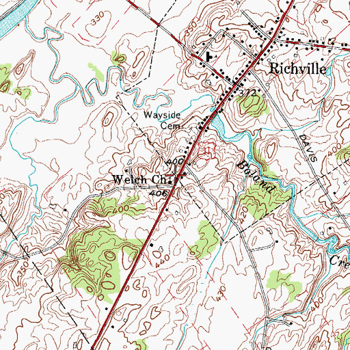 Topographic Map of Welch Church, NY