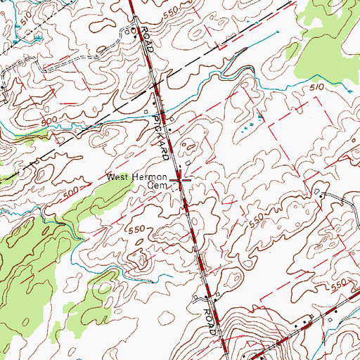 Topographic Map of West Hermon Cemetery, NY