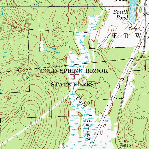 Topographic Map of Cold Spring Brook State Forest, NY