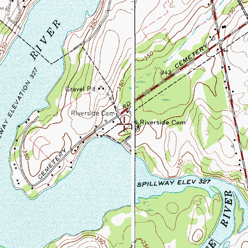 Topographic Map of Riverside Cemetery, NY