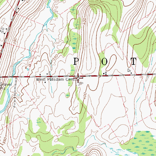 Topographic Map of West Potsdam Cemetery, NY