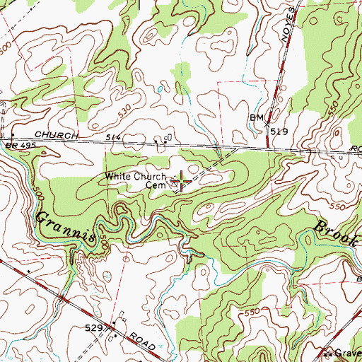 Topographic Map of White Church Cemetery, NY