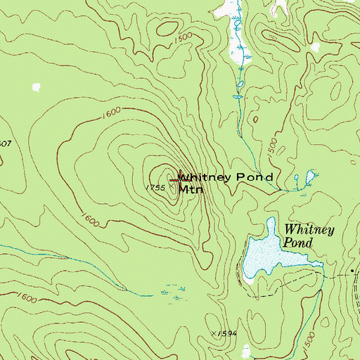 Topographic Map of Whitney Pond Mountain, NY