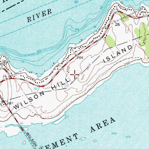 Topographic Map of Wilson Hill Island, NY