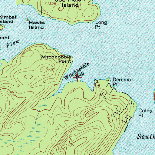 Topographic Map of Witchhobble Bay, NY