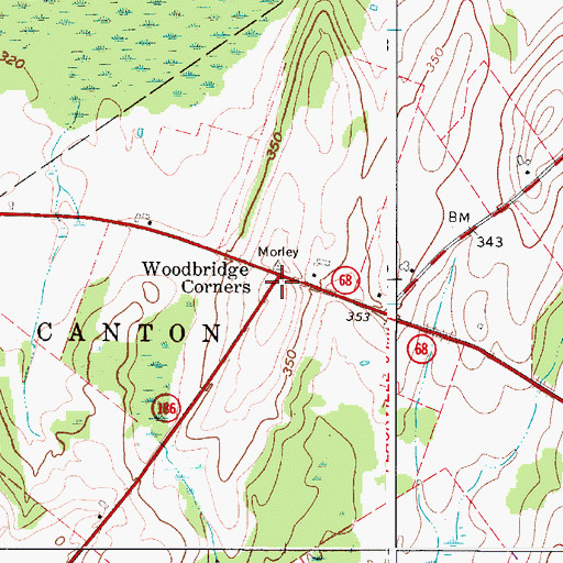 Topographic Map of Woodbridge Corners, NY