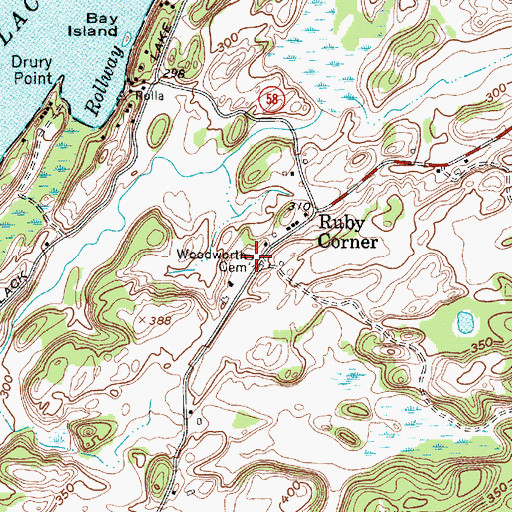 Topographic Map of Woodworth Cemetery, NY