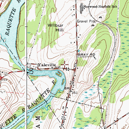 Topographic Map of Yaleville, NY