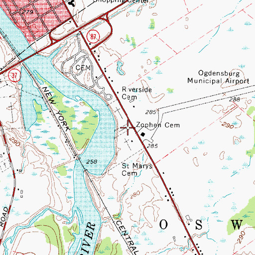 Topographic Map of Anshe Zophen Cemetery, NY