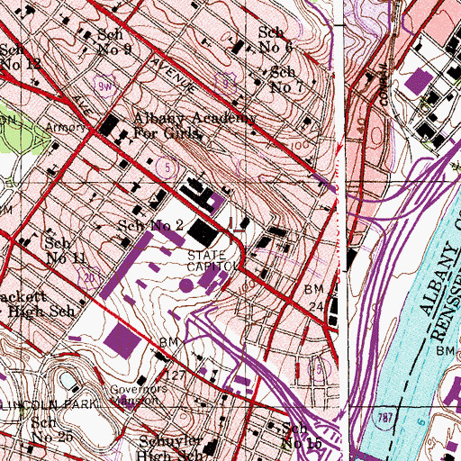 Topographic Map of Albany, NY