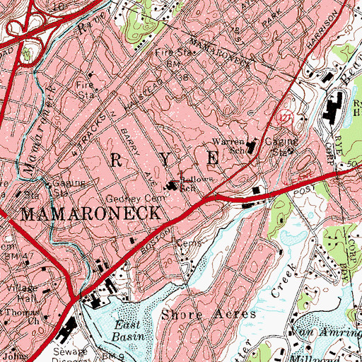 Topographic Map of F E Bellows Elementary School, NY