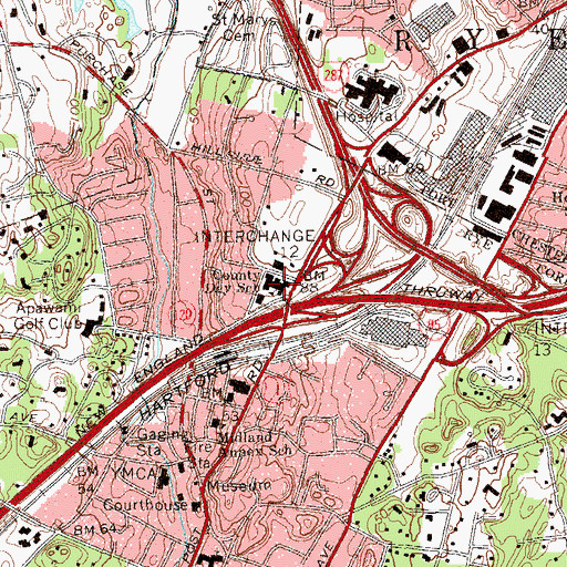 Topographic Map of County Day School, NY