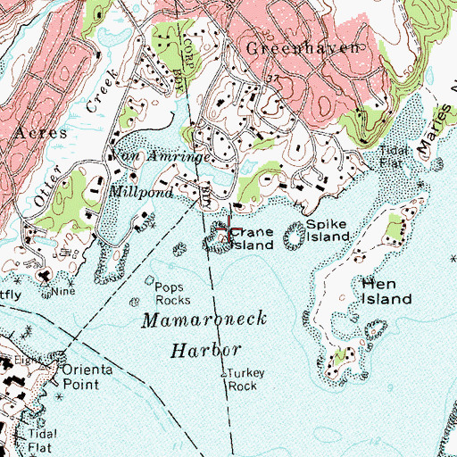 Topographic Map of Crane Island, NY