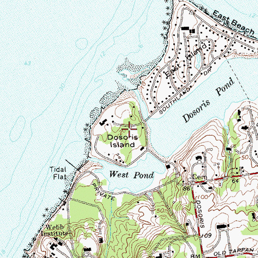 Topographic Map of Dosoris Island, NY