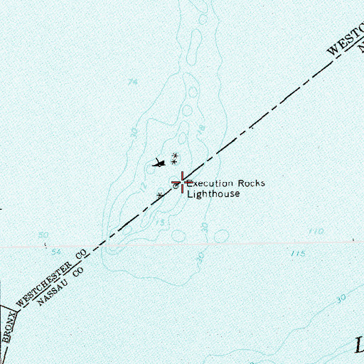 Topographic Map of Execution Rocks Lighthouse, NY