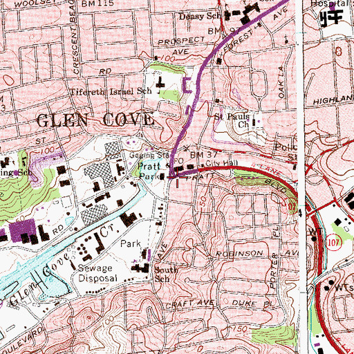 Topographic Map of Glen Cove, NY