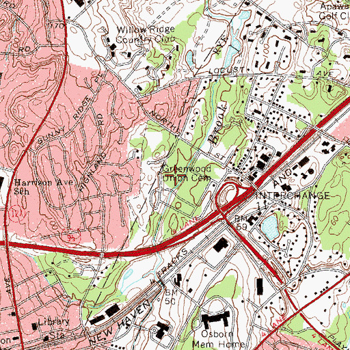 Topographic Map of Greenwood Union Cemetery, NY