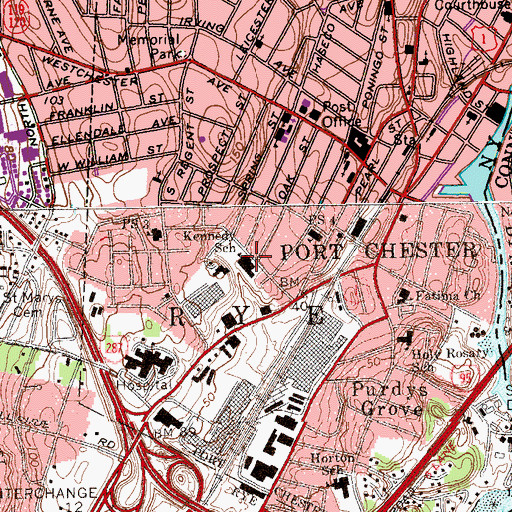 Topographic Map of John F Kennedy Magnet School, NY