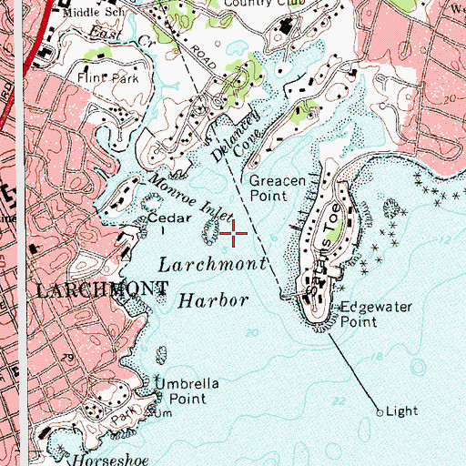 Topographic Map of Larchmont Harbor, NY
