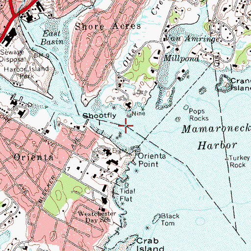 Topographic Map of Mamaroneck Harbor, NY