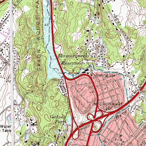 Topographic Map of Mamaroneck Reservoir, NY