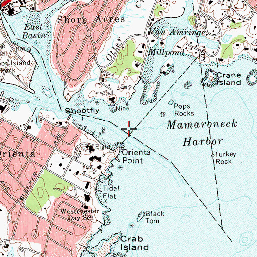 Topographic Map of Mamaroneck River, NY