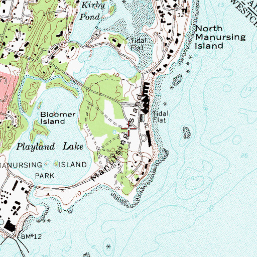 Topographic Map of Manursing Island, NY