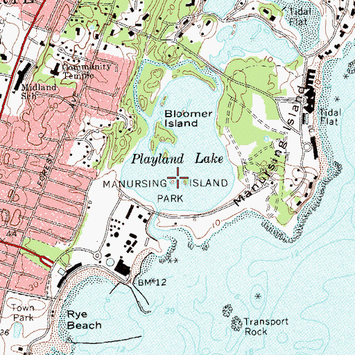 Topographic Map of Manursing Island Park, NY
