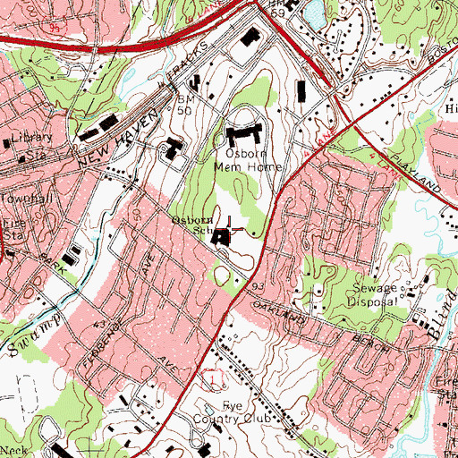 Topographic Map of Osborn School, NY