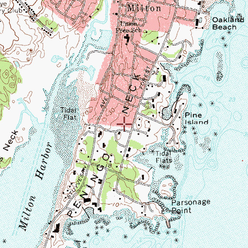 Topographic Map of Peningo Neck, NY