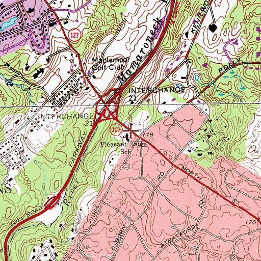 Topographic Map of Pleasant Ridge School, NY