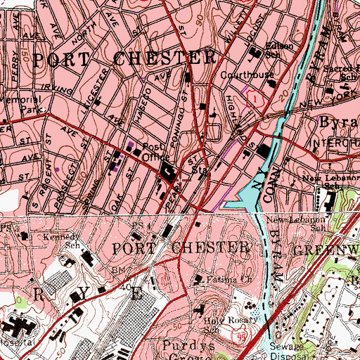 Topographic Map of Port Chester, NY