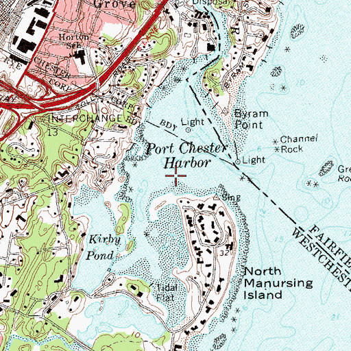 Topographic Map of Port Chester Harbor, NY