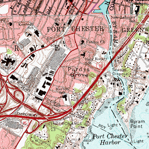 Topographic Map of Purdys Grove, NY
