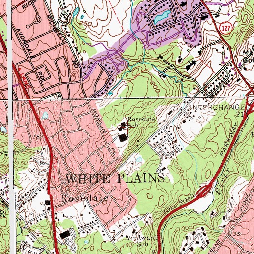 Topographic Map of Rosedale School, NY