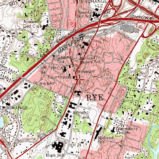 Topographic Map of Rye, NY
