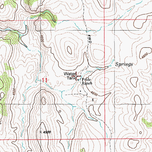 Topographic Map of Pride Ranch, AZ