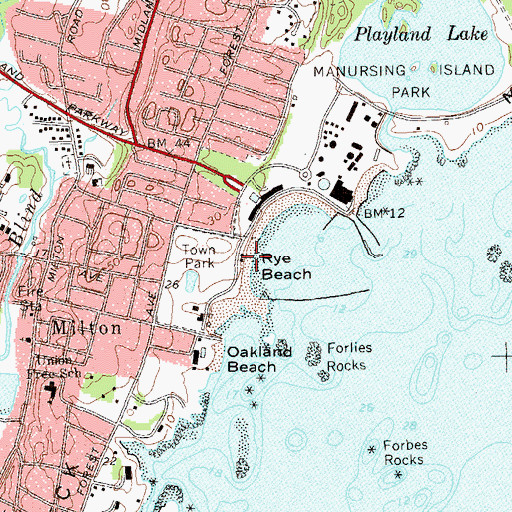 Topographic Map of Rye Beach, NY