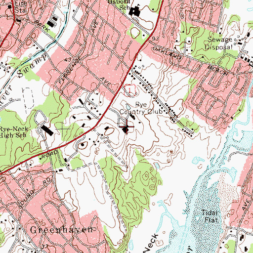 Topographic Map of Rye Golf Club, NY