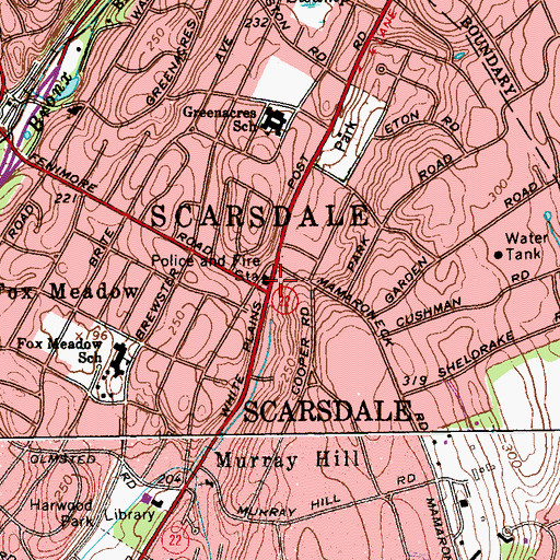 Topographic Map of Scarsdale, NY