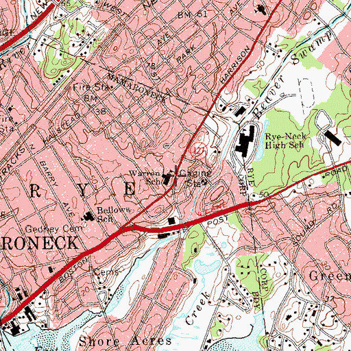 Topographic Map of Daniel Warren K-1 School, NY