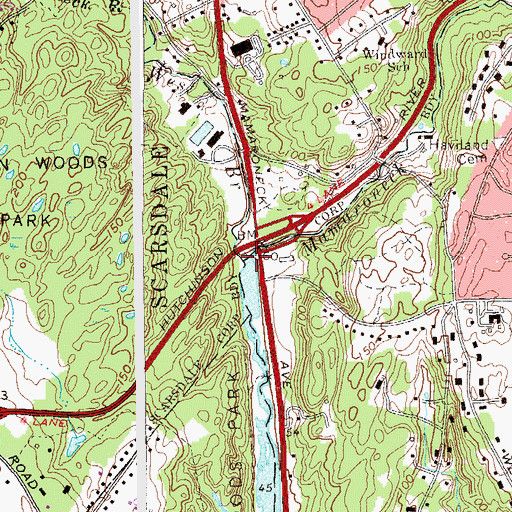 Topographic Map of West Branch Mamaroneck River, NY