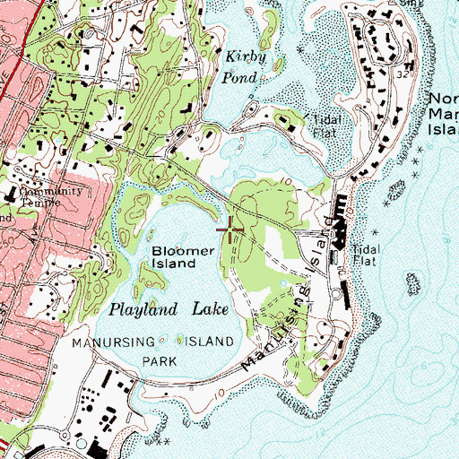 Topographic Map of Manursing Island Creek, NY