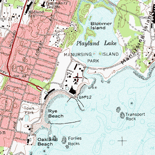 Topographic Map of Playland, NY