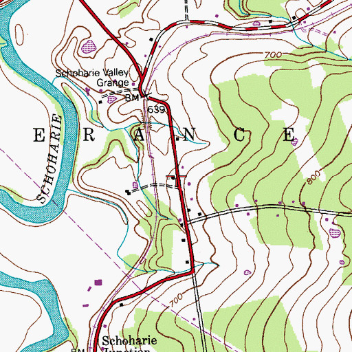 Topographic Map of Schoharie Junction School (historical), NY